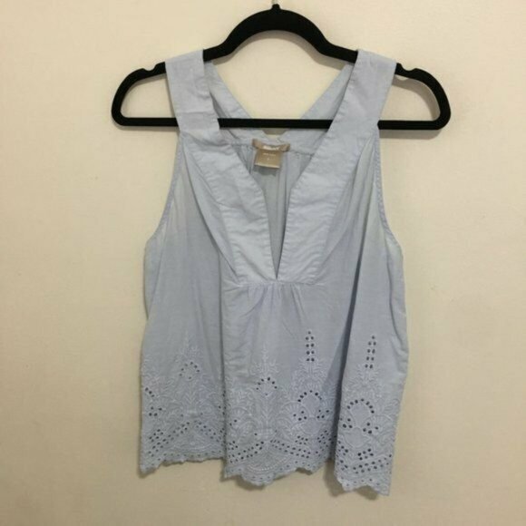 ink + ivy Tops - Split neck sleeveless eyelet embroidered top AM24